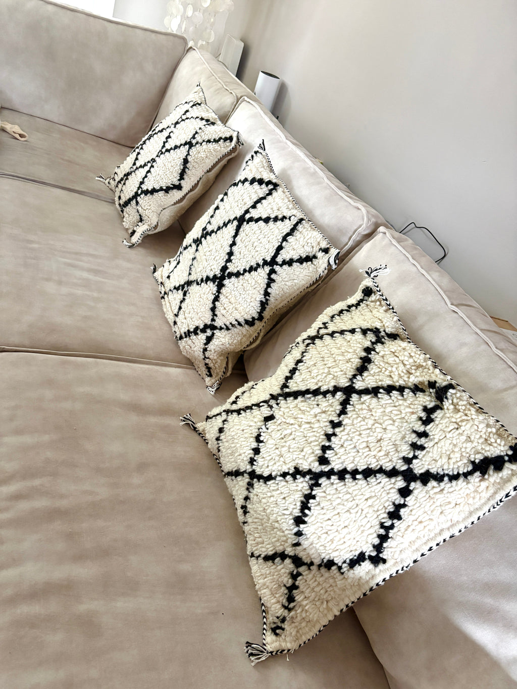 Moroccan Beni Ourain Style Pillow Cover – Handmade Boho Decorative Cush