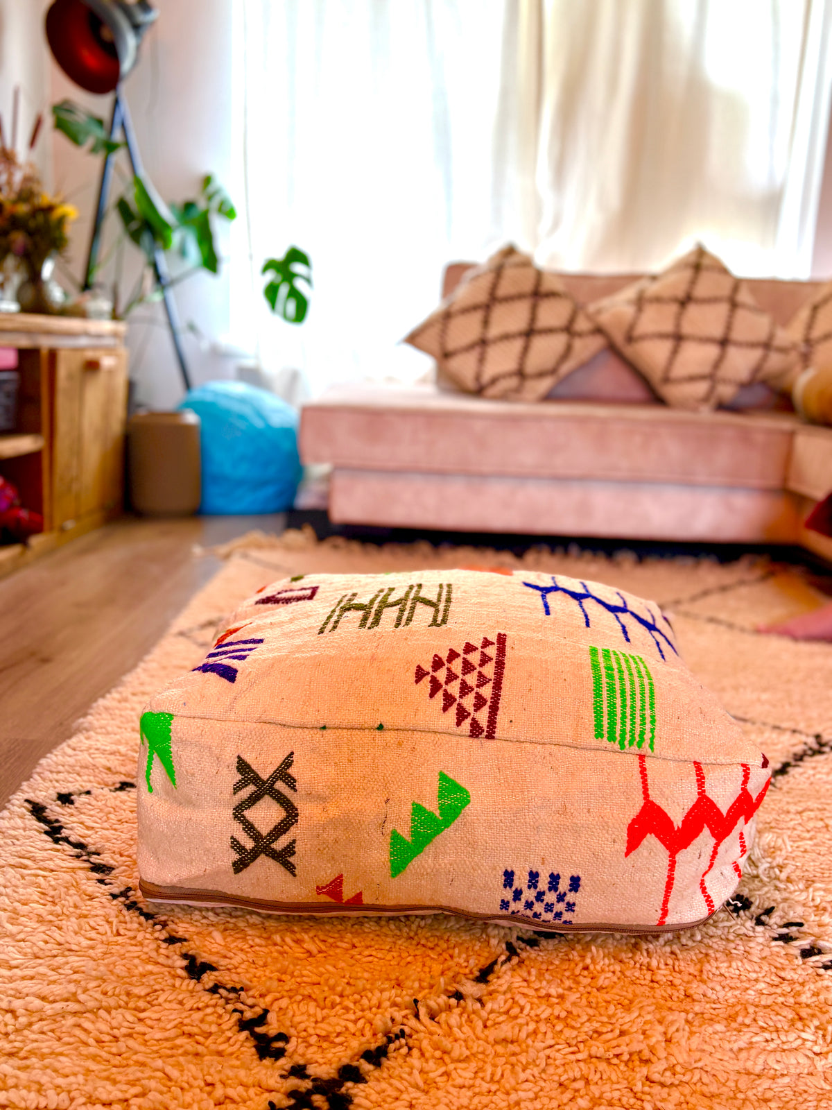 Moroccan Handmade Berber Pouf – Wool Floor Cushion