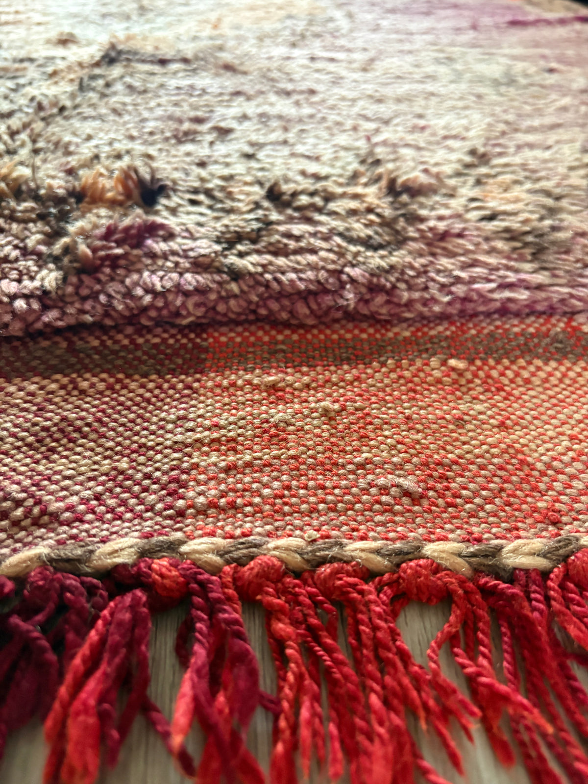 Vintage Moroccan Boujad Rug – Handwoven Berber Wool Carpet 375-150