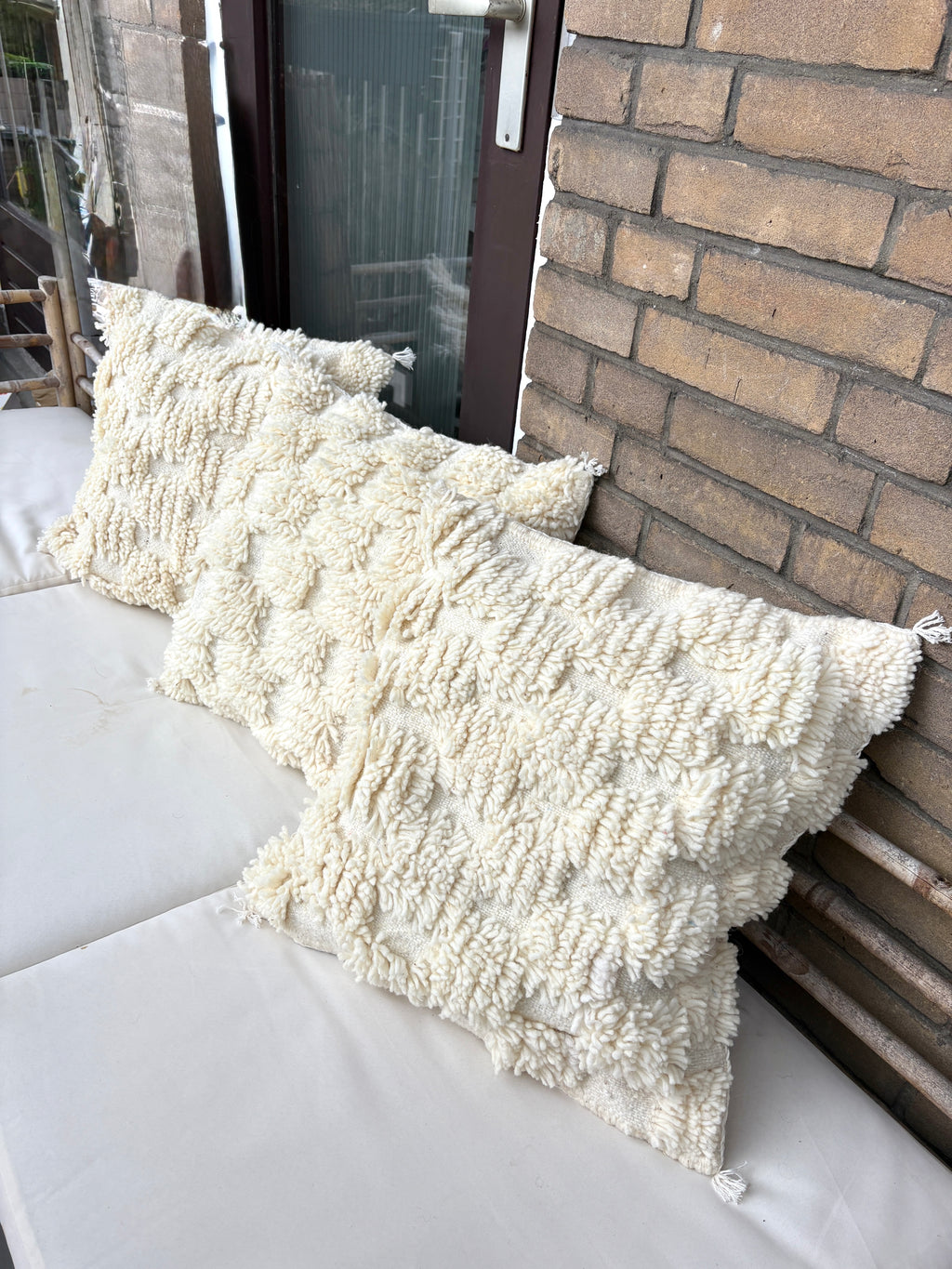 Moroccan Textured Pillow Cover – Handmade Boho Decorative Cushion