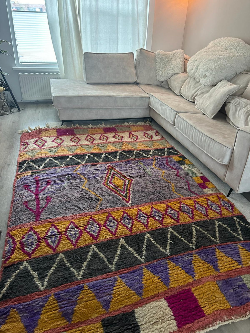 Authentic Moroccan Berber Rug – Handcrafted Wool with Tribal Symbols 250/150