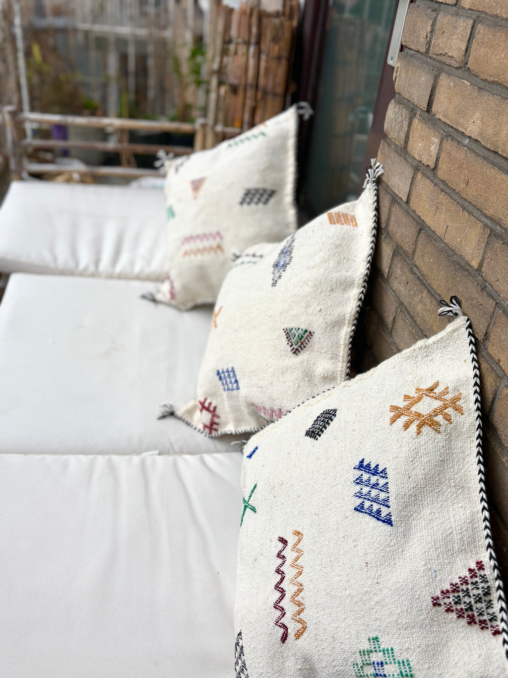 Moroccan Handmade Embroidered Pillow Cover – Bohemian Decorative Cushion
