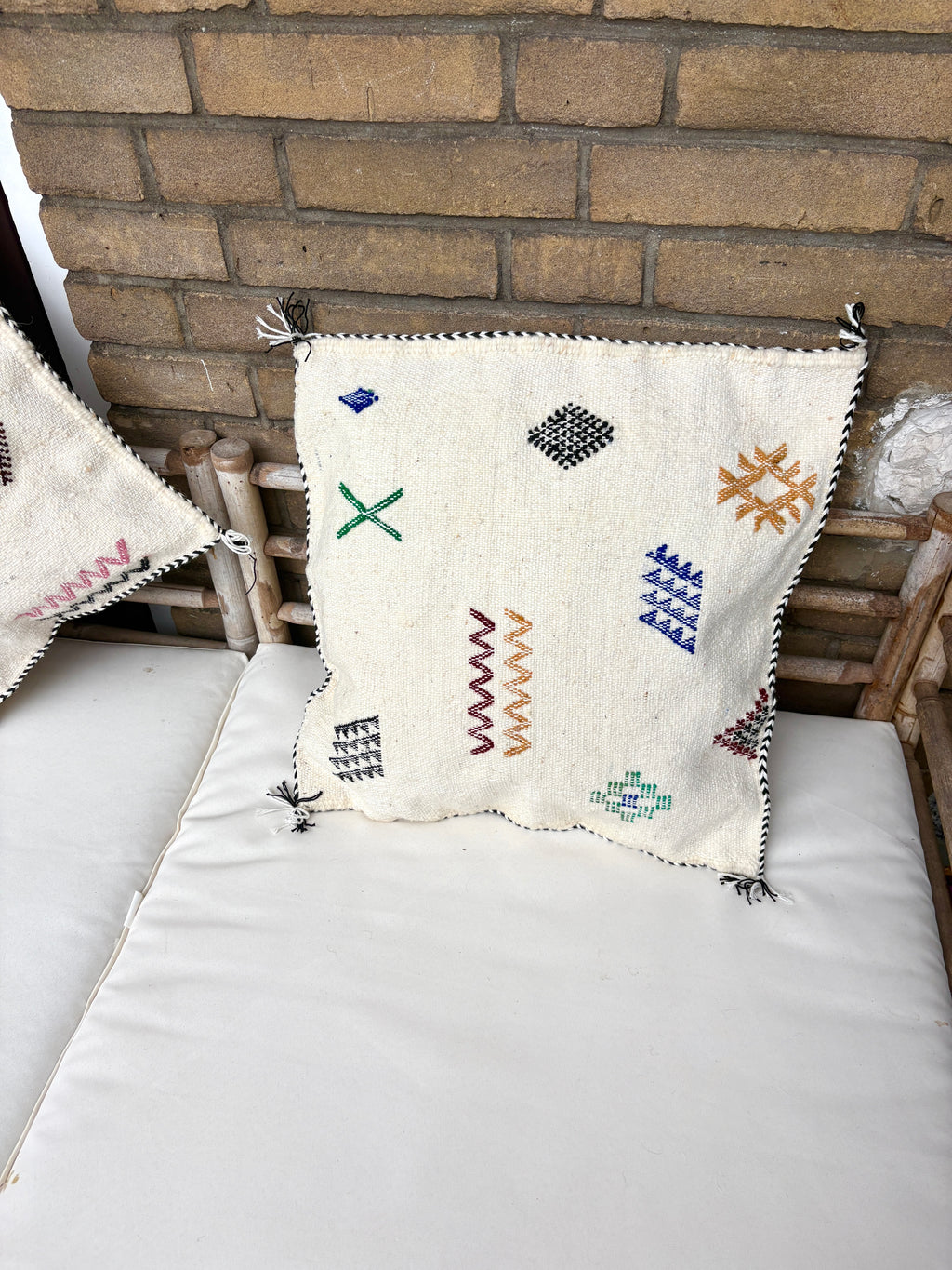 Moroccan Handmade Embroidered Pillow Cover – Bohemian Decorative Cushion