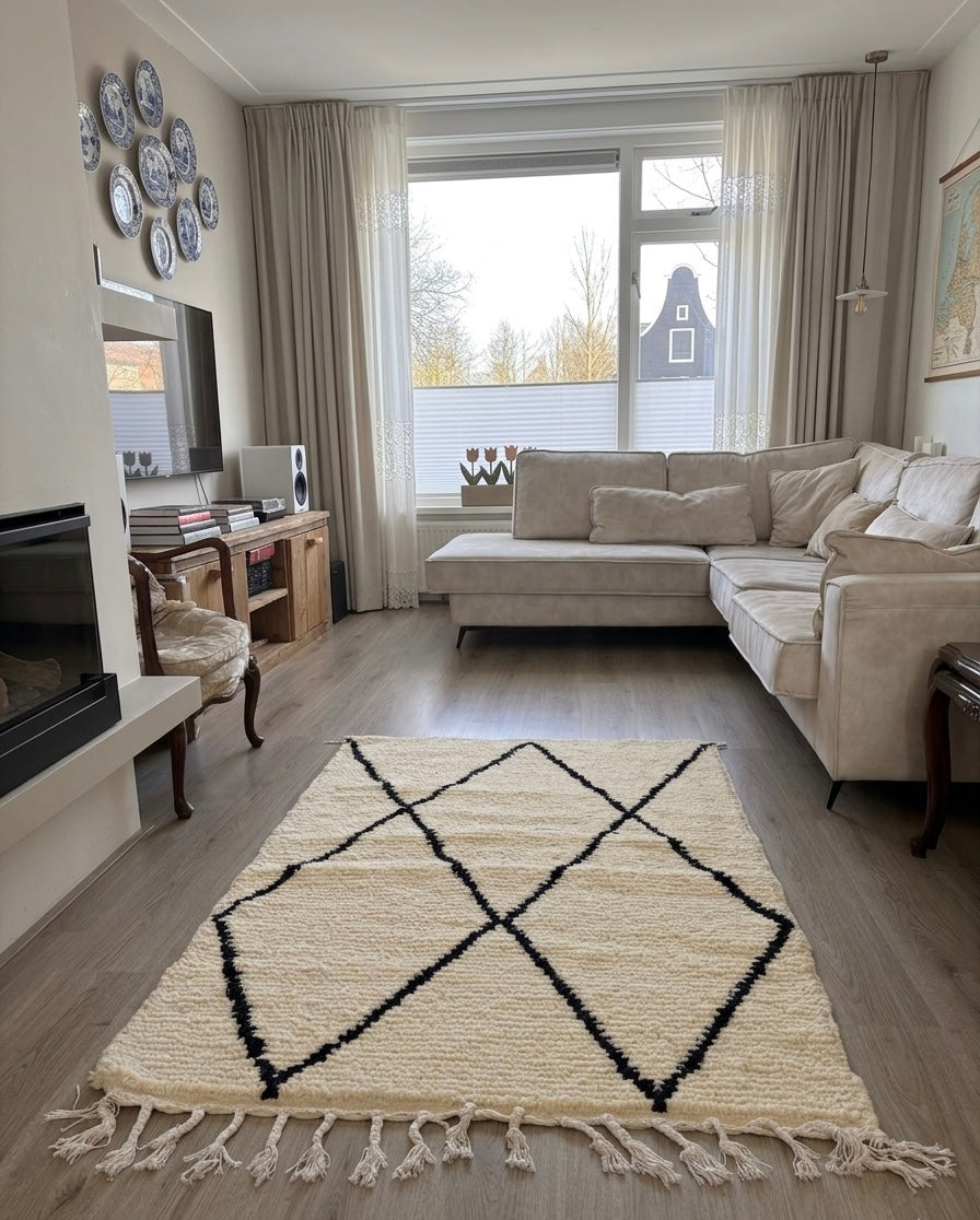 Handmade Moroccan Beni Ourain Rug – 150 × 110 cm